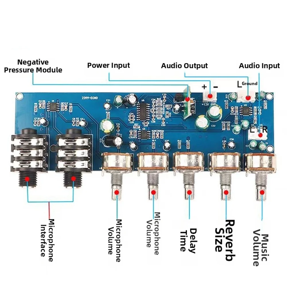 Karaoke Audio Mixer Echo Delay - PT2399 Karaoke Microphone Preamp Board With
