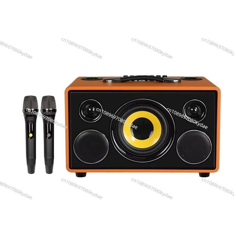 Karaoke Speaker System 100W Rgb - Professional 8-Inch HIFI Bass Wooden Karaoke