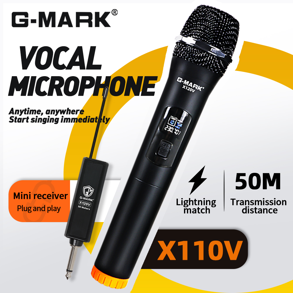 Rechargeable Wireless Mic Lithium Battery - Microphone G-MARK X110V Wireless Karaoke Mic