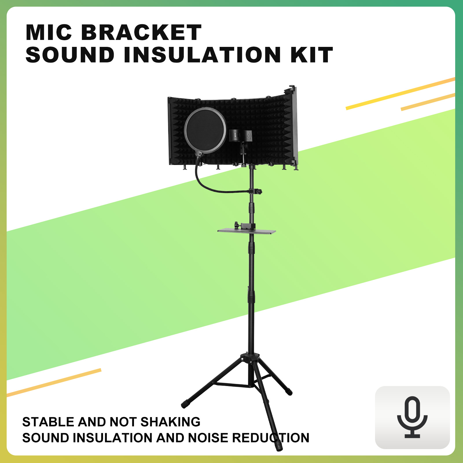 Microphone Pop Filter Foam Windscreen - Studio Microphone Isolation Booth with Adjustable