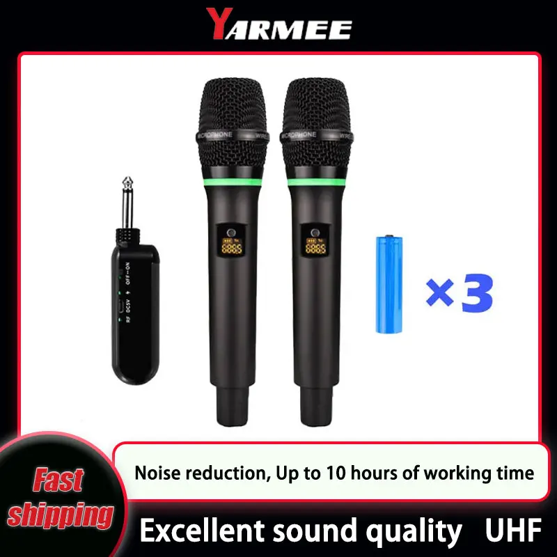 Rechargeable Wireless Mic Lithium Battery - YARMEE UHF Wireless Microphone Professional Karaoke
