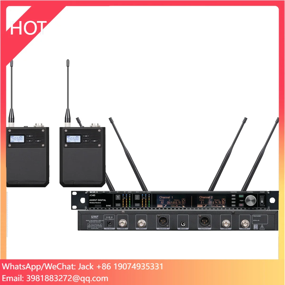 Uhf Wireless Microphone System Dual Channel - Professional WCM16 Black Cardioid Headset Vocal