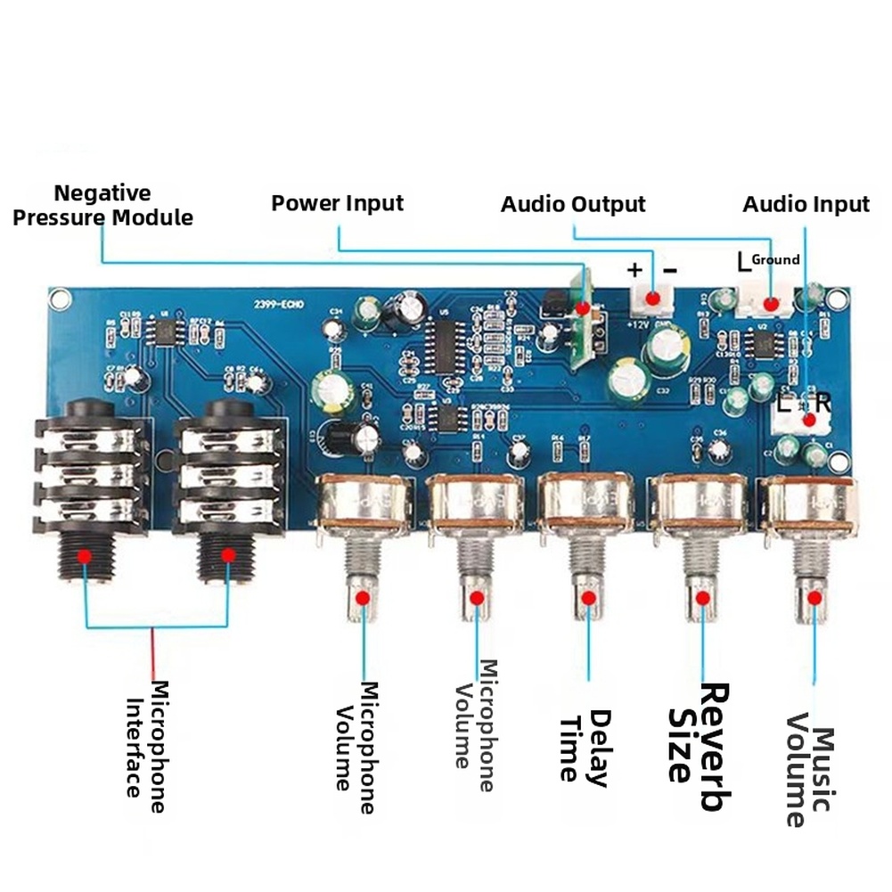 Karaoke Audio Mixer Echo Delay - PT2399 Karaoke Microphone Preamp Board With