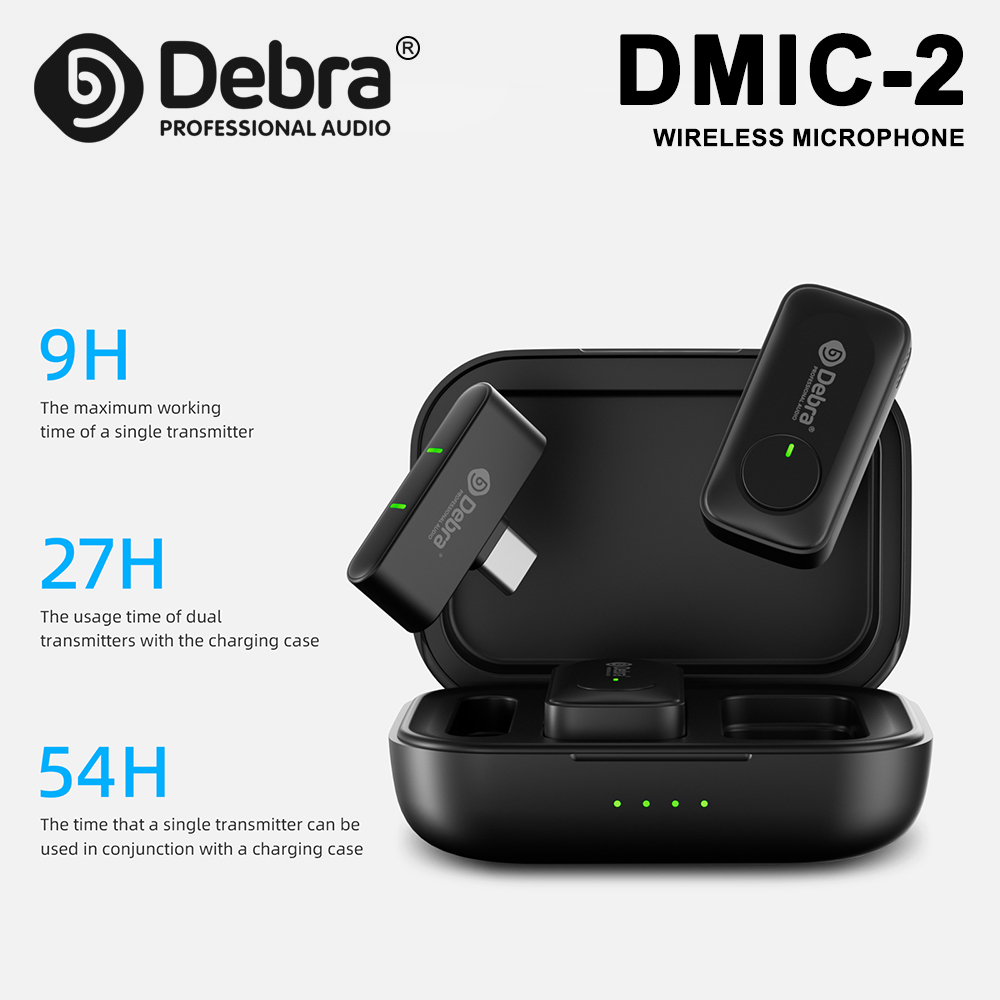 Wireless Lavalier Microphone Dual Receiver - Debra DMIC-2 wireless microphone, high-fidelity audio