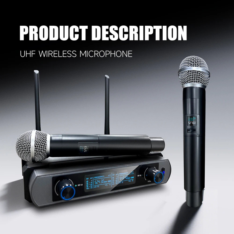 Professional 2 Channel UHF Wir - огляд і ціна Uhf Wireless Microphone System Dual Channel