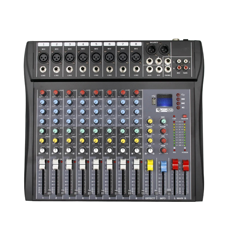 8 Channel Audio Mixer 48V Phan - огляд і ціна Karaoke Amplifier Mixer Bluetooth