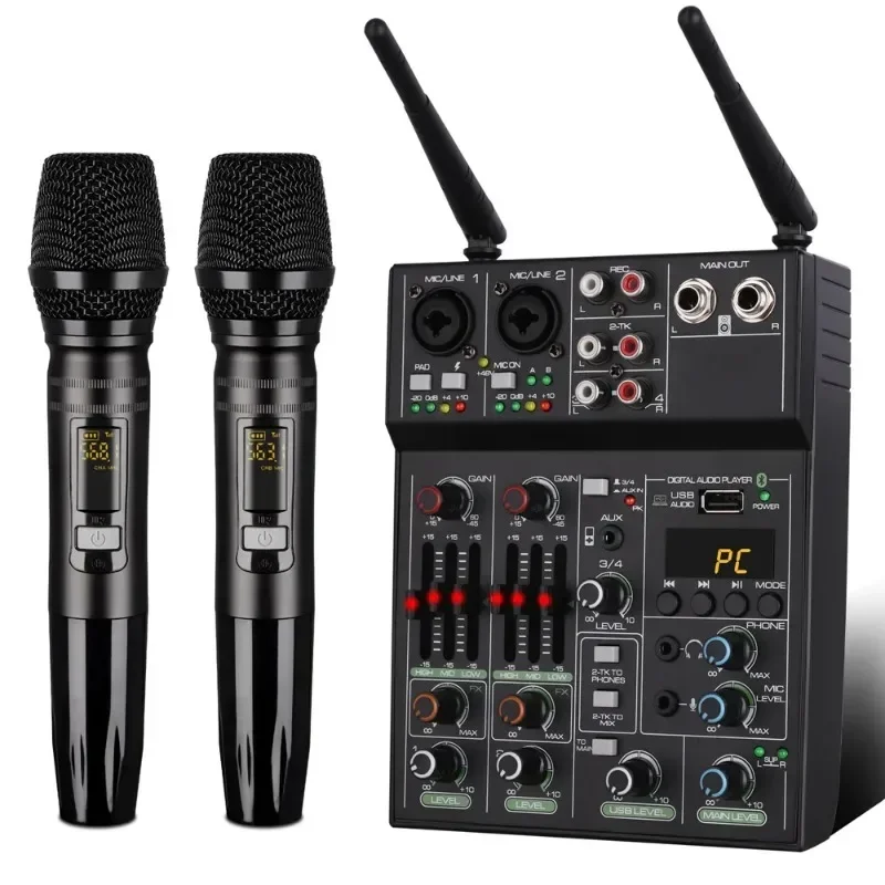 4 Channel Audio Mixer Console  - огляд і ціна Bluetooth Karaoke Microphone Handheld