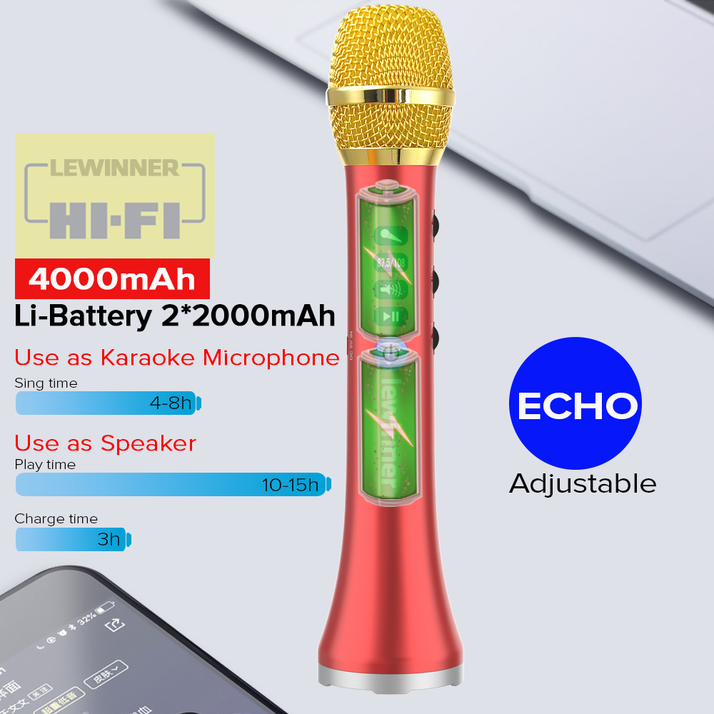Lewinner L-698D Professional 2 - огляд і ціна Bluetooth Karaoke Microphone Handheld