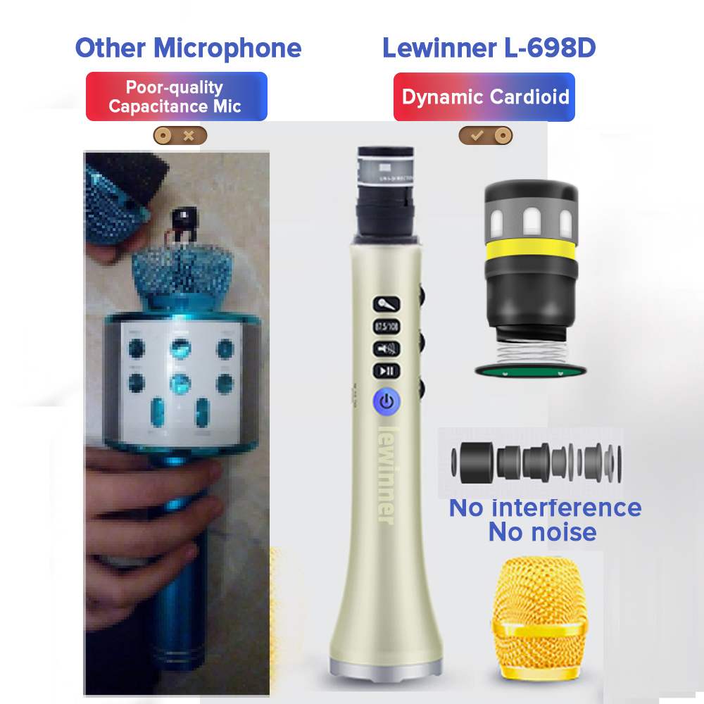 Lewinner L-698D Professional 2 - огляд і ціна Bluetooth Karaoke Microphone Handheld