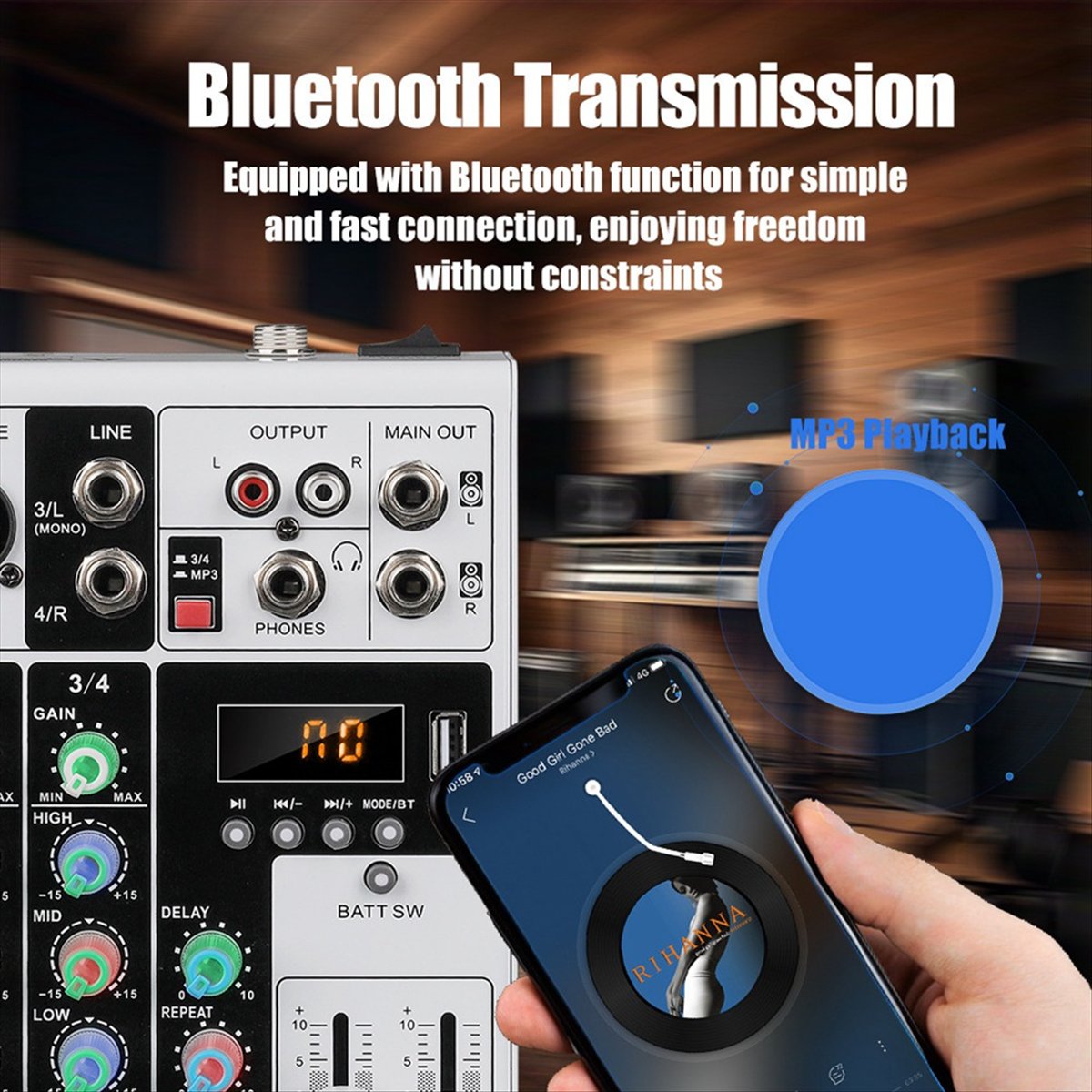 DTC5 4 Channels Audio Mixer Po - огляд і ціна Karaoke Amplifier Mixer Bluetooth