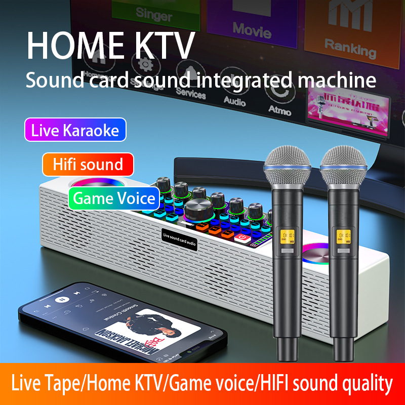 SY8 Live Broadcast Sound Card  - огляд і ціна Karaoke Machine Portable With 2 Mic