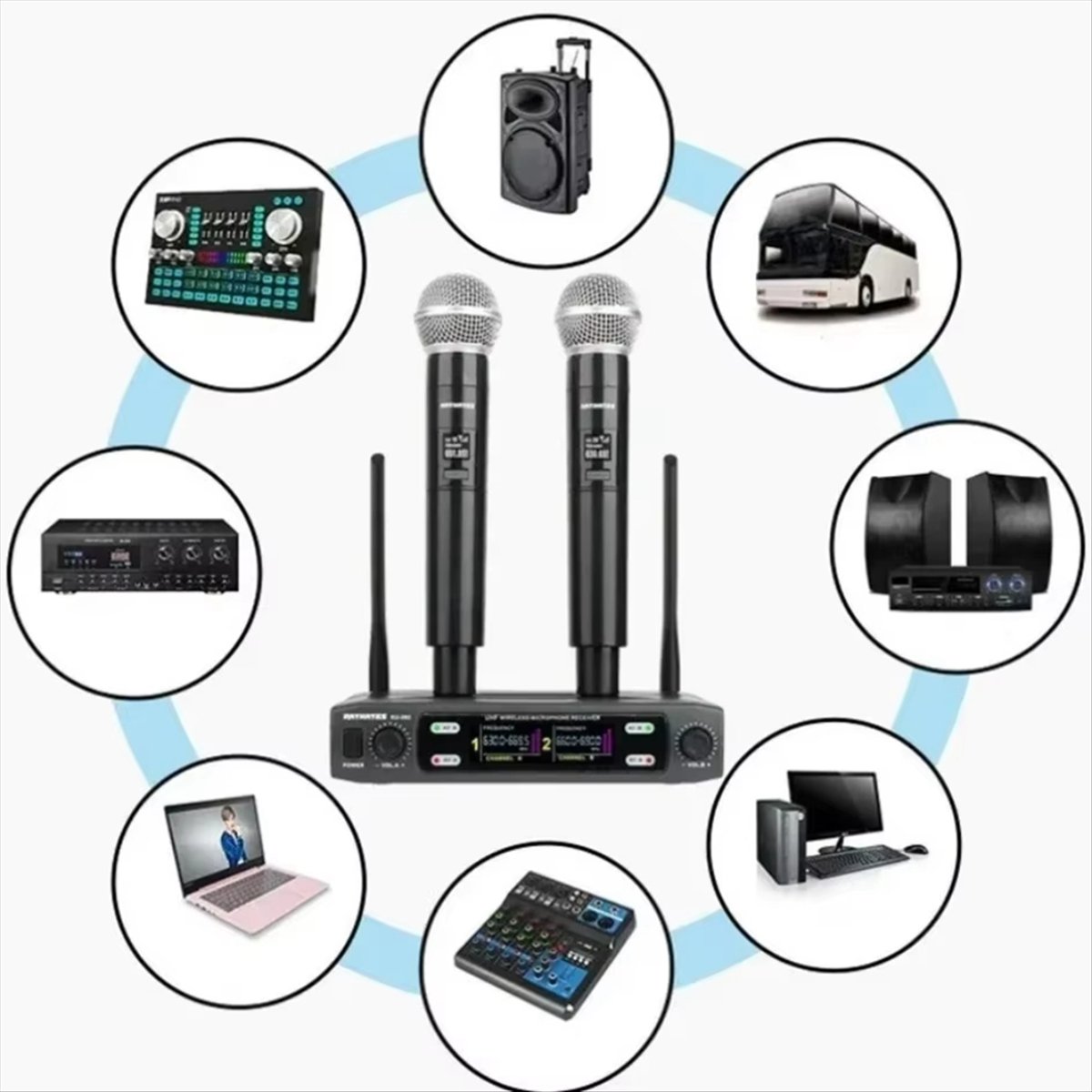T1584C-Dual Channel Profession - огляд і ціна Uhf Wireless Microphone System Dual Channel