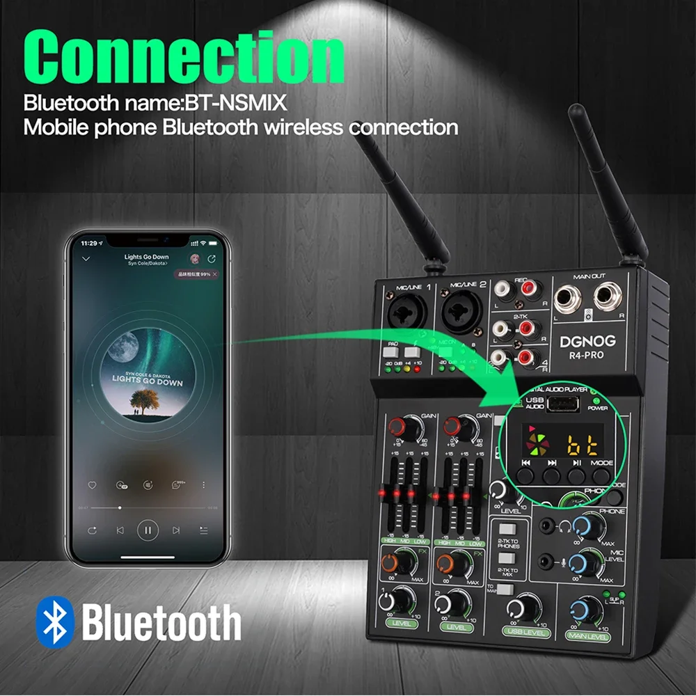 DGNOG 4 Channel Audio Mixer US - огляд і ціна Karaoke Amplifier Mixer Bluetooth