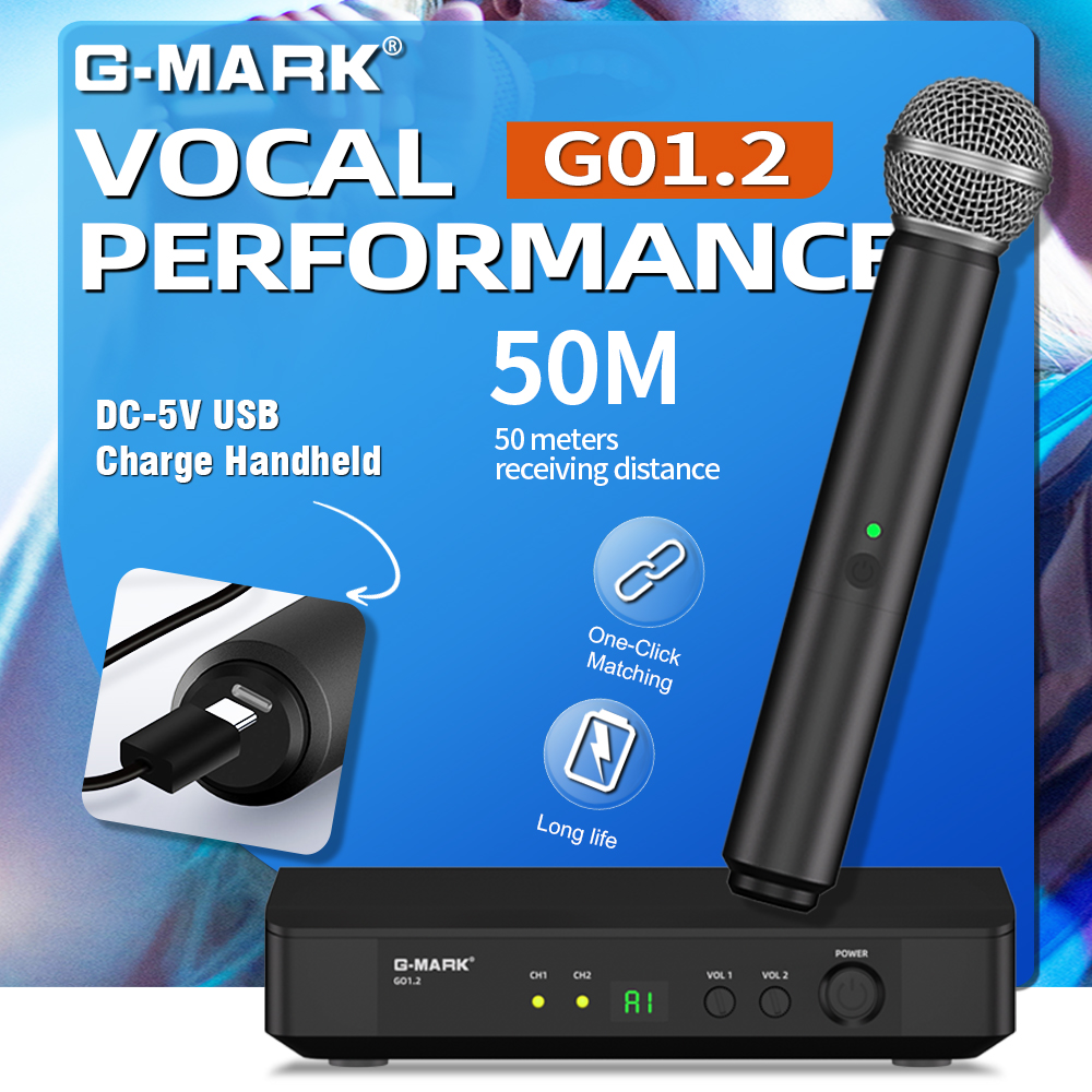 G-MARK UHF Wireless Microphone - огляд і ціна Rechargeable Wireless Mic Lithium Battery