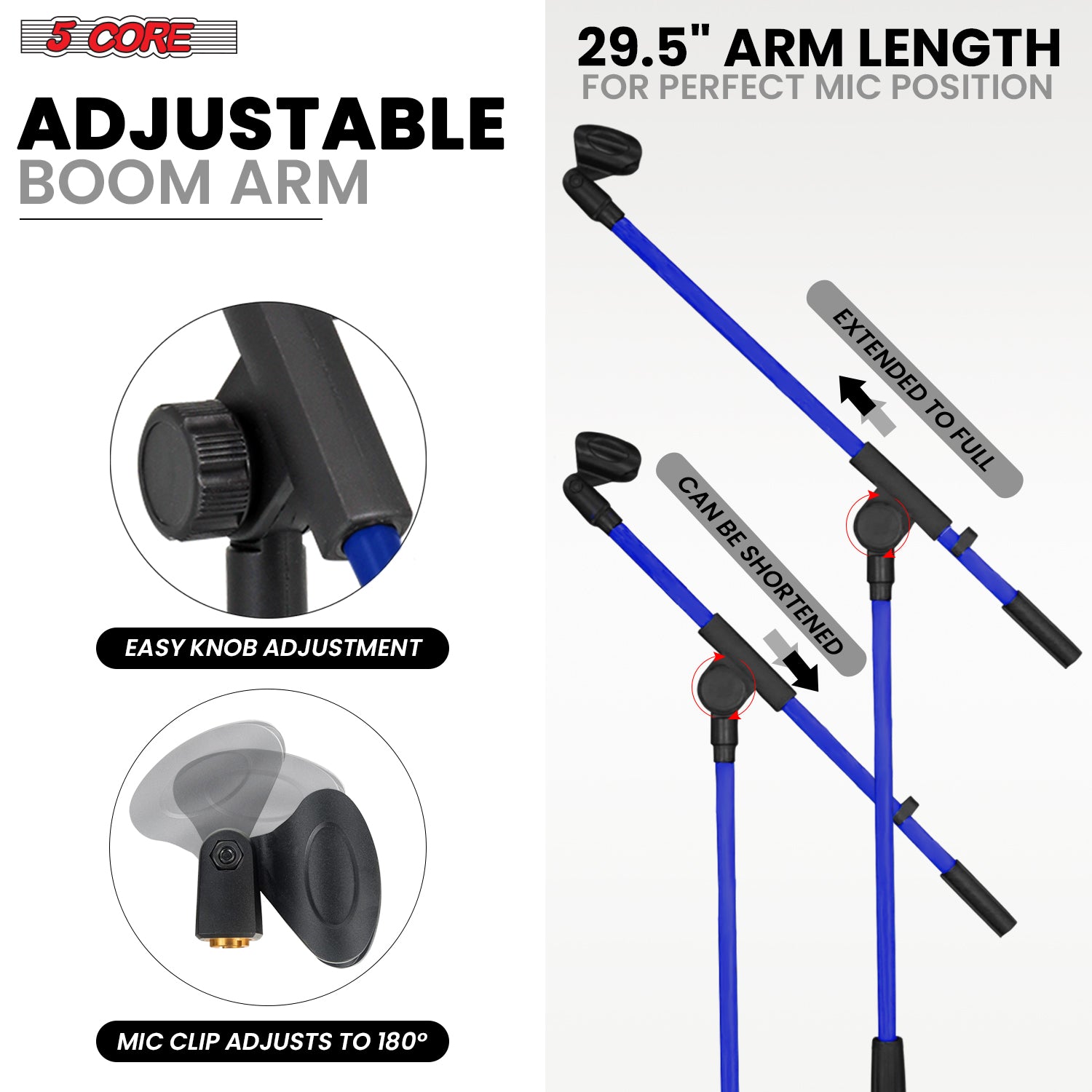 5 Core Tripod Mic Stand Adjust - огляд і ціна Microphone Stand Boom Arm Floor